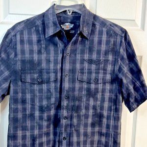 Harley Davidson Button Down Short Sleeve Shirt Medium Multicolor Mens Size M